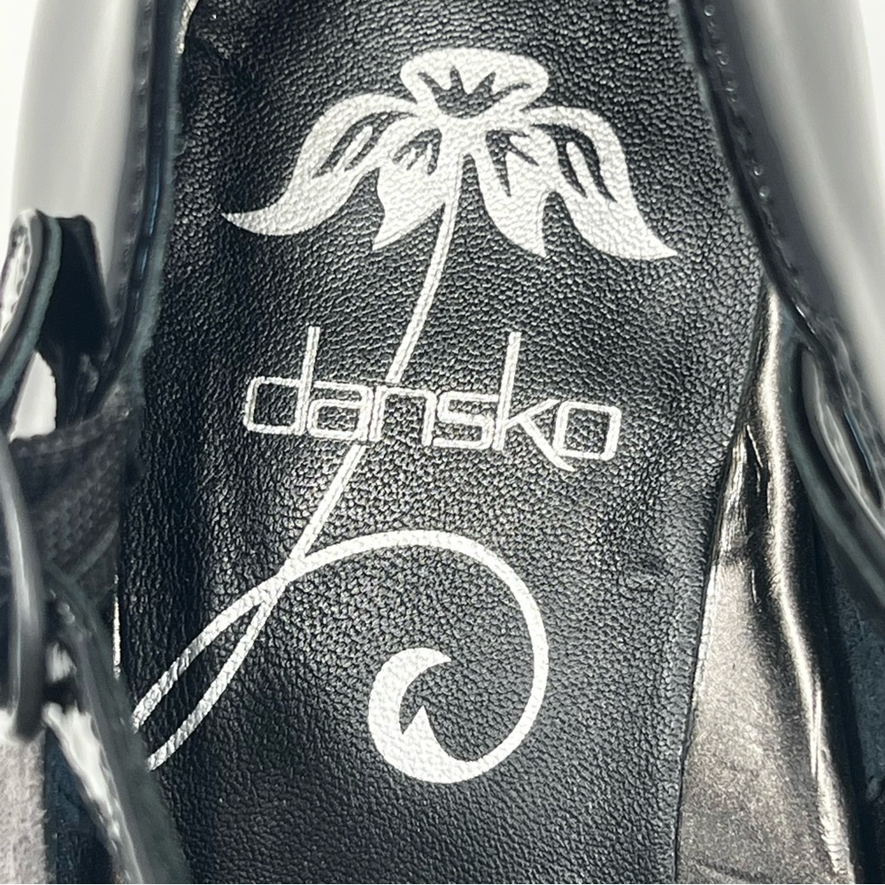 Dansko Black Patent and Gray Suede Mary Jane Wedges - Picture 8 of 9